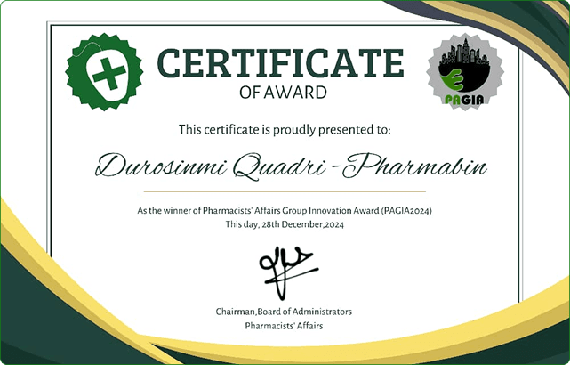 Pharmacists' Affairs Group Innovation Award 2024